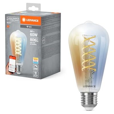LEDVANCE SMART+ WIFI LED-lampa, vitt glas, 8W, 806lm, Edison form med 64 mm diameter & E27 bas, justerbart vitt ljus (2700-6500K), dimbar, app eller röststyrning, 15 000 timmars livslängd LEDVANCE SMART+ WIFI LED-lampa, vitt glas, 8W, 806lm, Edison form med 64 mm diameter & E27 bas, justerbart vitt ljus (2700-6500K), dimbar, app eller röststyrning, 15 000 timmars livslängd