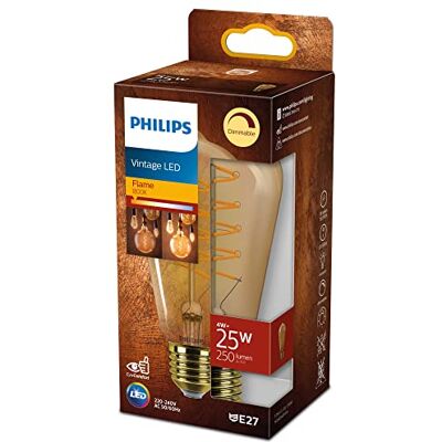 Philips Classic: LED ljuskälla, 25W, E27, ST64, Guldfärgat glas, 1800 kelvin, dimbar Philips Classic: LED ljuskälla, 25W, E27, ST64, Guldfärgat glas, 1800 kelvin, dimbar