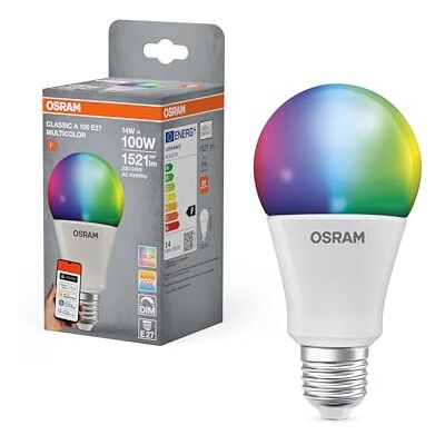 OSRAM SMART+ RGBW, E27 LED-lampa med Matter over Wifi, speciellt utformad för ALEXA enkel installation med ett klick, ersätter 100W, varmvit till kallvit (2700-6500K), 16 miljoner RGB-färger, 1-pack OSRAM SMART+ RGBW, E27 LED-lampa med Matter over Wifi, speciellt utformad för ALEXA enkel installation med ett klick, ersätter 100W, varmvit till kallvit (2700-6500K), 16 miljoner RGB-färger, 1-pack
