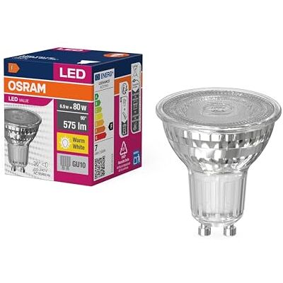 OSRAM LED Star Value PAR16 LED-lampa för GU10-sockel Reflektorlampa GL 575 lumen varmvit (3000K) Ersättning för konventionella 80W glödlampor Icke-dimbar OSRAM LED Star Value PAR16 LED-lampa för GU10-sockel Reflektorlampa GL 575 lumen varmvit (3000K) Ersättning för konventionella 80W glödlampor Icke-dimbar