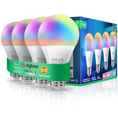 NOUS P3Z, ZigBee glödlampa E27 LED varm vit, RGB dimbara glödlampor lampa med fjärrkontroll dekor ljus glödlampa tillbehör kompatibel med Alexa Echo, Hue Bridge, Tuya, Google Home Assistant, M2QTT NOUS P3Z, ZigBee glödlampa E27 LED varm vit, RGB dimbara glödlampor lampa med fjärrkontroll dekor ljus glödlampa tillbehör kompatibel med Alexa Echo, Hue Bridge, Tuya, Google Home Assistant, M2QTT