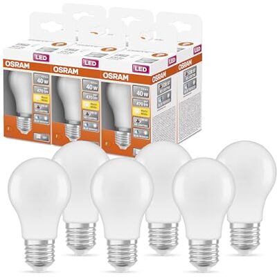 OSRAM SUPERSTAR+ CLASSIC A 40 FR LED-lampa med E27-sockel, glödlampsform, 4,9W, 470lm, 2700K, varmvitt ljus, kraftigt reducerad blå komponent, låg ögonbelastning, mycket låg energiförbrukning OSRAM SUPERSTAR+ CLASSIC A 40 FR LED-lampa med E27-sockel, glödlampsform, 4,9W, 470lm, 2700K, varmvitt ljus, kraftigt reducerad blå komponent, låg ögonbelastning, mycket låg energiförbrukning