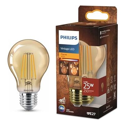Philips LED Vintage Classic, Bärnstensfärgad (Amber), A60 Glob, 25W, 1800K, E27, Ej dimbar Philips LED Vintage Classic, Bärnstensfärgad (Amber), A60 Glob, 25W, 1800K, E27, Ej dimbar