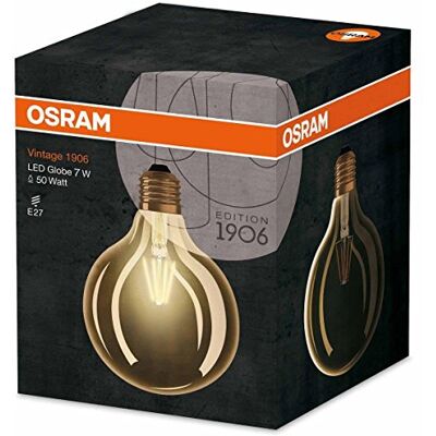 OSRAM LED Vintage Edition 1906 lampa, i bollform med E27-bas, inte dimbar, 6,5 watt, klar, varm vit – 2400 Kelvin, 1-pack OSRAM LED Vintage Edition 1906 lampa, i bollform med E27-bas, inte dimbar, 6,5 watt, klar, varm vit – 2400 Kelvin, 1-pack