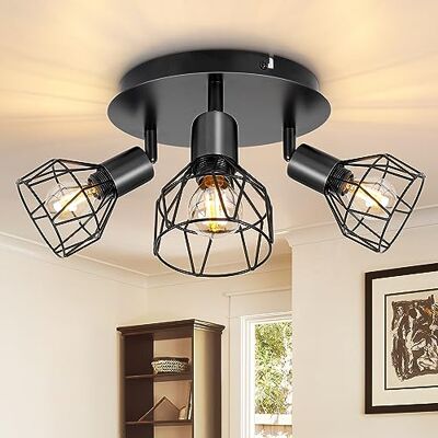 Dehobo Taklampa med svart svängbara spotlights, ramp med E14-uttag, taklampa 3 takspotlights för inomhus, kök, sovrum, vardagsrum, MAX 40W utan glödlampor Dehobo Taklampa med svart svängbara spotlights, ramp med E14-uttag, taklampa 3 takspotlights för inomhus, kök, sovrum, vardagsrum, MAX 40W utan glödlampor