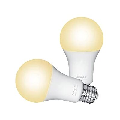 Trust WiFi 71298 E27 smart glödlampa, dimbar LED-lampa, fungerar med Alexa och Google Home, ingen hub, 2,4 GHz WiFi-glödlampa, E27 skruvlampa, varm till cool smart glödlampa, 2-pack, vit Trust WiFi 71298 E27 smart glödlampa, dimbar LED-lampa, fungerar med Alexa och Google Home, ingen hub, 2,4 GHz WiFi-glödlampa, E27 skruvlampa, varm till cool smart glödlampa, 2-pack, vit