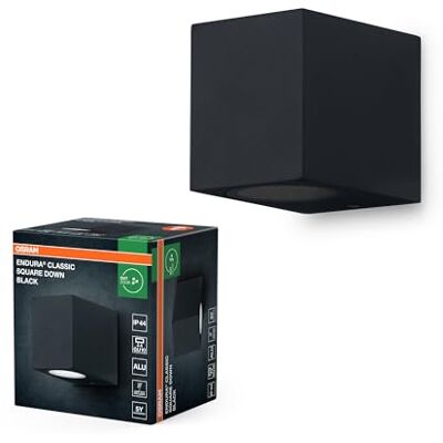 OSRAM ENDURA Classic Square Down utomhusvägglampa, svart, GU10-sockel (max 35W), kan förses med en normal eller smart lampa, ned- eller upp/ned-typer, IP44-skydd OSRAM ENDURA Classic Square Down utomhusvägglampa, svart, GU10-sockel (max 35W), kan förses med en normal eller smart lampa, ned- eller upp/ned-typer, IP44-skydd