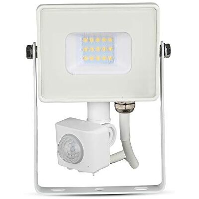 V-TAC VT-10-S 10W SMD Pir Sensor Strålkastare Med Samsung Chip Vit 6400K Vit Kropp Vit Glas V-TAC VT-10-S 10W SMD Pir Sensor Strålkastare Med Samsung Chip Vit 6400K Vit Kropp Vit Glas