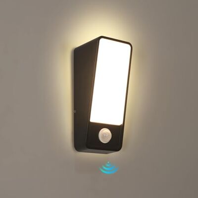 Comely 12 W Inomhus/utomhus vägglampa med rörelsesensor, IP65 vattentät utomhu, aluminium utomhus LED-vägglampa för uteplats, uteplats, garage, veranda, 3 000 K, varmvit Comely 12 W Inomhus/utomhus vägglampa med rörelsesensor, IP65 vattentät utomhu, aluminium utomhus LED-vägglampa för uteplats, uteplats, garage, veranda, 3 000 K, varmvit