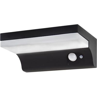 REV LUMUS Solcellsvägglampa med rörelsedetektor, LED-vägglampa, solcell, trädgård, 150 lm, 3 000 K, 2 W, IP65, svart (IP65) 130 REV LUMUS Solcellsvägglampa med rörelsedetektor, LED-vägglampa, solcell, trädgård, 150 lm, 3 000 K, 2 W, IP65, svart (IP65) 130