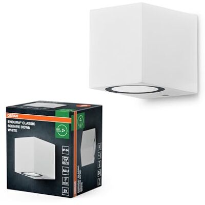 OSRAM ENDURA Classic Square Down utomhusvägglampa, vit, GU10-sockel (max 35W), kan förses med normal eller smart lampa, ned- eller upp/ned-typ, IP44-skydd OSRAM ENDURA Classic Square Down utomhusvägglampa, vit, GU10-sockel (max 35W), kan förses med normal eller smart lampa, ned- eller upp/ned-typ, IP44-skydd