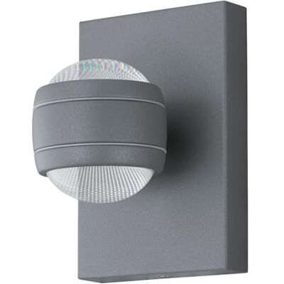 EGLO LED utomhusvägglampa Sesimba 1, 2 brandfarliga utomhuslampor, vägglampa av stål och plast, färg: Silver, IP44 EGLO LED utomhusvägglampa Sesimba 1, 2 brandfarliga utomhuslampor, vägglampa av stål och plast, färg: Silver, IP44