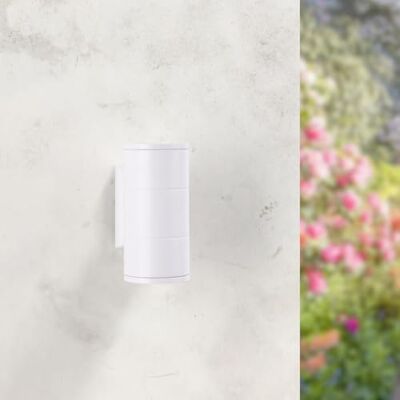M Ledme Vit LED-vägglampa, 2 x 3 W, 3 000 K varmt ljus, IP54 vattentät, modern design för trädgård, terrass, entré och uteplats M Ledme Vit LED-vägglampa, 2 x 3 W, 3 000 K varmt ljus, IP54 vattentät, modern design för trädgård, terrass, entré och uteplats