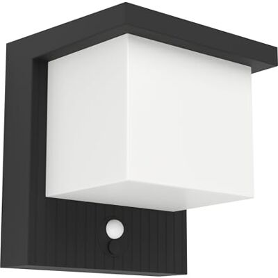 EGLO Solar vägglampa Frigento, 700 lumen utomhus solarlampa med rörelsesensor, LED, plast svart-vit, varmvit, IP44 EGLO Solar vägglampa Frigento, 700 lumen utomhus solarlampa med rörelsesensor, LED, plast svart-vit, varmvit, IP44