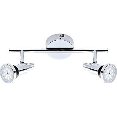 BRILONER Brilonlampor – LED-spotlight, taklampa, badlampa, IP44, strålkastare vridbar och svängbar, 2 x GU10, 8 watt, 800 lumen, 3 000 kelvin, krom, 275 x 80 x 123 mm (LxBxH) BRILONER Brilonlampor – LED-spotlight, taklampa, badlampa, IP44, strålkastare vridbar och svängbar, 2 x GU10, 8 watt, 800 lumen, 3 000 kelvin, krom, 275 x 80 x 123 mm (LxBxH)