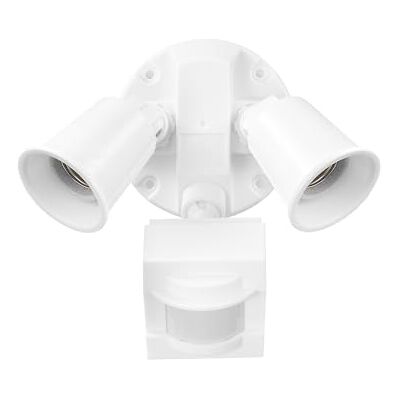 Globe Electric 17000269 110-Degree 240 W Twin Head White Hardwired Motion Sensor Security Flood Light, Spotlight, Outdoor, Outside House Lights Globe Electric 17000269 110-Degree 240 W Twin Head White Hardwired Motion Sensor Security Flood Light, Spotlight, Outdoor, Outside House Lights