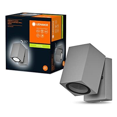 LEDVANCE ENDURA Classic Cube ADJ WALL utomhusvägglampa, silver, GU10 bas (max 35W), kan förses med normal eller smart lampa, riktat huvud, IP44-skydd LEDVANCE ENDURA Classic Cube ADJ WALL utomhusvägglampa, silver, GU10 bas (max 35W), kan förses med normal eller smart lampa, riktat huvud, IP44-skydd
