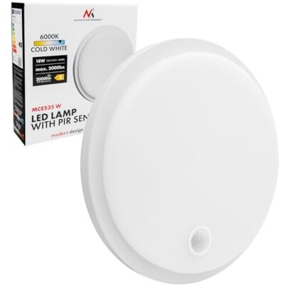 Maclean LED-taklampa med PIR-sensor och 10/15/18 W skymningssensor (vit) Maclean LED-taklampa med PIR-sensor och 10/15/18 W skymningssensor (vit)