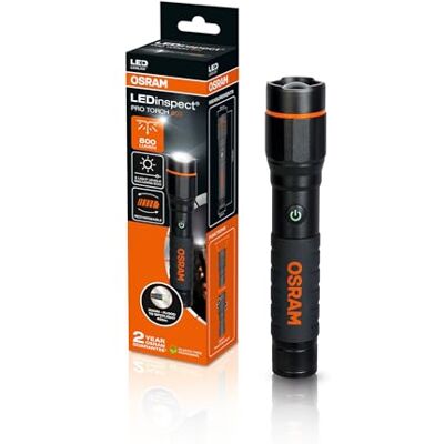 OSRAM LEDinspect PRO TORCH 800, uppladdningsbar LED-inspektionslampa, zoomfunktion, 800 lm ljusstyrka, 6000K, 5 ljuslägen OSRAM LEDinspect PRO TORCH 800, uppladdningsbar LED-inspektionslampa, zoomfunktion, 800 lm ljusstyrka, 6000K, 5 ljuslägen
