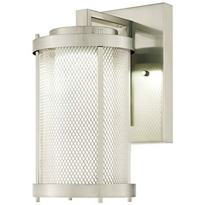 Westinghouse Lighting 63183 Skyview en lampa dimbar LED väggfäste utomhus, borstad nickelfinish med nät, klart och frostat glas, glas, 12 W Westinghouse Lighting 63183 Skyview en lampa dimbar LED väggfäste utomhus, borstad nickelfinish med nät, klart och frostat glas, glas, 12 W