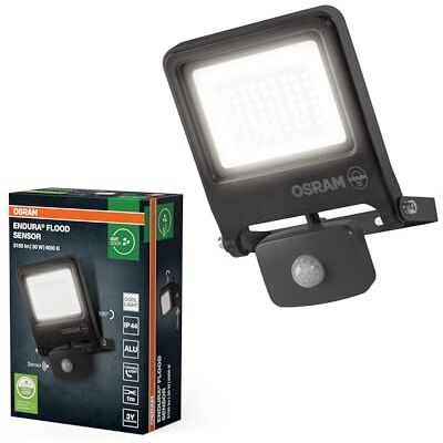 OSRAM ENDURA Flood Sensor LED Utomhusstrålkastare, 30W, 3000lm, 4000K kallvitt, Rörelsesensor 9m, Aluminium, IP65 OSRAM ENDURA Flood Sensor LED Utomhusstrålkastare, 30W, 3000lm, 4000K kallvitt, Rörelsesensor 9m, Aluminium, IP65