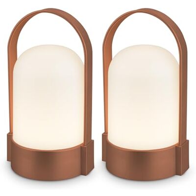 BRILONER Uppsättning av 2 trådlösa IP44 LED-bordslampor med touch-funktion, nivådimbar, trådlös skrivbord, uppladdningsbar, sänglampa, utomhus, 8,5 x 8 x 15,5 cm, brun BRILONER Uppsättning av 2 trådlösa IP44 LED-bordslampor med touch-funktion, nivådimbar, trådlös skrivbord, uppladdningsbar, sänglampa, utomhus, 8,5 x 8 x 15,5 cm, brun