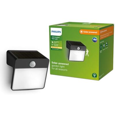 Philips Enkara solcellsdriven utomhusvägglampa med husnummer 0,2 W, 2700 K, svart, IP44-vädertätad Philips Enkara solcellsdriven utomhusvägglampa med husnummer 0,2 W, 2700 K, svart, IP44-vädertätad