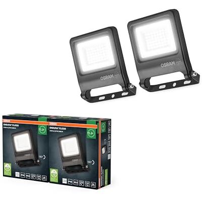 OSRAM ENDURA FLOOD PC 30W LED-strålkastare, 4000K kallvit, 3000 lumen, IP65-strålkastare, 100% återvunnen aluminium, 180° monteringsfäste, 100 lm/W, grå,2-Pack OSRAM ENDURA FLOOD PC 30W LED-strålkastare, 4000K kallvit, 3000 lumen, IP65-strålkastare, 100% återvunnen aluminium, 180° monteringsfäste, 100 lm/W, grå,2-Pack
