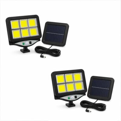 tempo di saldi Set med 2 solcellslampor utomhus med rörelsesensor, LED-strålkastare med solpanel för trädgård, garage, innergård och entré tempo di saldi Set med 2 solcellslampor utomhus med rörelsesensor, LED-strålkastare med solpanel för trädgård, garage, innergård och entré