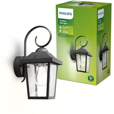Philips Buzzard Vintage Vägglykta + E27 LED-ljuskälla, Varmvitt Ljus, Avsedd För Utomhusbruk, Hem, Trädgårdsbelysning, Svart Philips Buzzard Vintage Vägglykta + E27 LED-ljuskälla, Varmvitt Ljus, Avsedd För Utomhusbruk, Hem, Trädgårdsbelysning, Svart