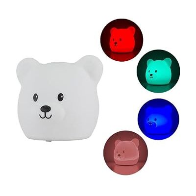 BEPER LED-lampa silikonbjörn för barn, flerfärgad touch nattljus, USB-uppladdningsbar mjuk och säker, 0M och enkel BEPER LED-lampa silikonbjörn för barn, flerfärgad touch nattljus, USB-uppladdningsbar mjuk och säker, 0M och enkel