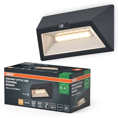 OSRAM ENDURA Style USB väggstep bred sensor IP44 mörkgrå OSRAM ENDURA Style USB väggstep bred sensor IP44 mörkgrå
