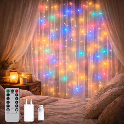 M mimotec M Ledme LED utomhus ljusgardin med USB, 3 x 2 m längd, RGB-ljus: färgskiftande ljus, IP65 vattentät, perfekt för terrasser och trädgårdar LM2965 M mimotec M Ledme LED utomhus ljusgardin med USB, 3 x 2 m längd, RGB-ljus: färgskiftande ljus, IP65 vattentät, perfekt för terrasser och trädgårdar LM2965