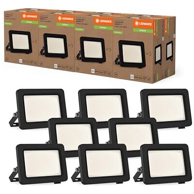 LEDVANCE LED-strålkastare med energieffektivitetsklass A, svart aluminiumhölje, 10 W, 1750 lm, för utomhusbruk, kompakt design, låg vikt, enkel installation, 8-pack LEDVANCE LED-strålkastare med energieffektivitetsklass A, svart aluminiumhölje, 10 W, 1750 lm, för utomhusbruk, kompakt design, låg vikt, enkel installation, 8-pack