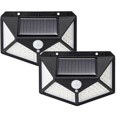 GRIFEMA Solar utomhus LED-spotlight med rörelsesensor, 100 lysdioder, 3 lägen, 270° vinkel, IP65, 800mAh batteri, solträdgård, 2-pack, GDK203-2 GRIFEMA Solar utomhus LED-spotlight med rörelsesensor, 100 lysdioder, 3 lägen, 270° vinkel, IP65, 800mAh batteri, solträdgård, 2-pack, GDK203-2