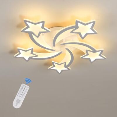 Riserva Dimbar LED-taklampa, 50W 6000LM Modern taklampa med fjärrkontroll/APP, 3000-6500K Φ70cm, 5-stjärnformad ljuskrona i akryl för sovrum, vardagsrum Riserva Dimbar LED-taklampa, 50W 6000LM Modern taklampa med fjärrkontroll/APP, 3000-6500K Φ70cm, 5-stjärnformad ljuskrona i akryl för sovrum, vardagsrum