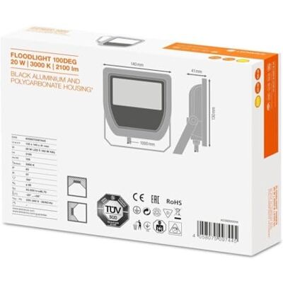 WatioWave LED-projektor svart 20 W 3 000 K 2 000 lm WatioWave LED-projektor svart 20 W 3 000 K 2 000 lm