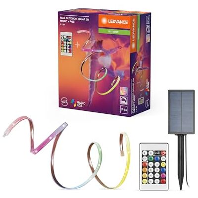 LEDVANCE FLEX Outdoor-Solar dekorativa färgglada LED-remsor för utomhusbruk med solpanel med Magic RGB; RC; IP44; dimbar; vit; silikon; 3 m; glödlampor ej utbytbara LEDVANCE FLEX Outdoor-Solar dekorativa färgglada LED-remsor för utomhusbruk med solpanel med Magic RGB; RC; IP44; dimbar; vit; silikon; 3 m; glödlampor ej utbytbara