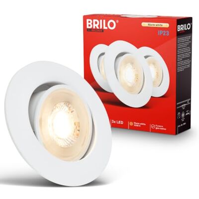 BRILONER – uppsättning av 3 LED infällda spotlights 230 V platt vridbar vit Varmt vitt ljus, infällda lampor, LED-spotlights, takspotlights, spotlights 230 V, infällda spotlights, takspotlights BRILONER – uppsättning av 3 LED infällda spotlights 230 V platt vridbar vit Varmt vitt ljus, infällda lampor, LED-spotlights, takspotlights, spotlights 230 V, infällda spotlights, takspotlights