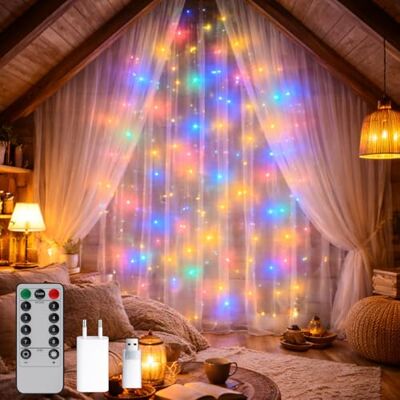M mimotec M Ledme LED utomhus girlang gardin med USB, 3 x 3 m längd, RGB-ljus: färgskiftande ljus, IP65 vattentät, idealisk för terrasser och trädgårdar LM2966 M mimotec M Ledme LED utomhus girlang gardin med USB, 3 x 3 m längd, RGB-ljus: färgskiftande ljus, IP65 vattentät, idealisk för terrasser och trädgårdar LM2966
