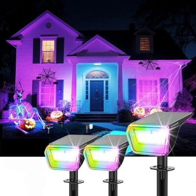 Linkind Sollampor utomhus, trädgård, skymning till gryning RGB sol utomhus trädgårdslampor med vinterläge, IP67 vattentäta vägglampor för gård uppfart veranda gångväg, 3-pack Linkind Sollampor utomhus, trädgård, skymning till gryning RGB sol utomhus trädgårdslampor med vinterläge, IP67 vattentäta vägglampor för gård uppfart veranda gångväg, 3-pack