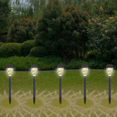 BEPER P207ILO050 Set med 5 solcellsdrivna trädgårdslampor, solcellsdrivna trädgårds- och utomhuslampor med LED, solcellsdrivna utomhustrappbelysningar, solcellslampor med spett BEPER P207ILO050 Set med 5 solcellsdrivna trädgårdslampor, solcellsdrivna trädgårds- och utomhuslampor med LED, solcellsdrivna utomhustrappbelysningar, solcellslampor med spett
