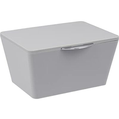 Wenko Förvaringslåda med lock Brasil, matt förvaringskorg för badrum och gästtoalett, dekorativ badrumskorg av okrossbar plast, BPA-fri, 19 x 10 x 15,5 cm, grå Wenko Förvaringslåda med lock Brasil, matt förvaringskorg för badrum och gästtoalett, dekorativ badrumskorg av okrossbar plast, BPA-fri, 19 x 10 x 15,5 cm, grå