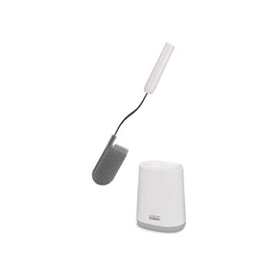 Joseph Joseph Flex Lite Toalettborste i silikon med slimline hållare, flexibelt, flexibelt anti-dropp, anti-stopp, djuprengörande huvud, grå/vit, liten Joseph Joseph Flex Lite Toalettborste i silikon med slimline hållare, flexibelt, flexibelt anti-dropp, anti-stopp, djuprengörande huvud, grå/vit, liten