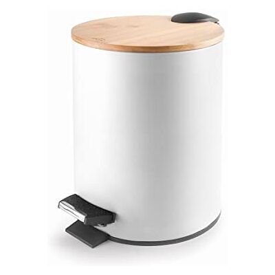 LACOR 63355 Nature White Pedal Papperskorgar, Skräppok, SoftClosing Stängningssystem, Stål, 20,5x27,6 cm, Kapacitet: 5 l, Vit LACOR 63355 Nature White Pedal Papperskorgar, Skräppok, SoftClosing Stängningssystem, Stål, 20,5x27,6 cm, Kapacitet: 5 l, Vit