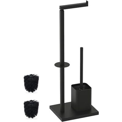 Relaxdays Toalettdekor, HBT: 67,5 x 20 x 15,5 cm, metall, stående toalettborste, reservrullehållare, svart Relaxdays Toalettdekor, HBT: 67,5 x 20 x 15,5 cm, metall, stående toalettborste, reservrullehållare, svart