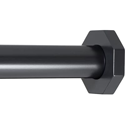 Ivilon Spänningsgardinstång – hexagonal fjäderspänningsstång för fönster eller dusch, 61 cm, svart Ivilon Spänningsgardinstång – hexagonal fjäderspänningsstång för fönster eller dusch, 61 cm, svart