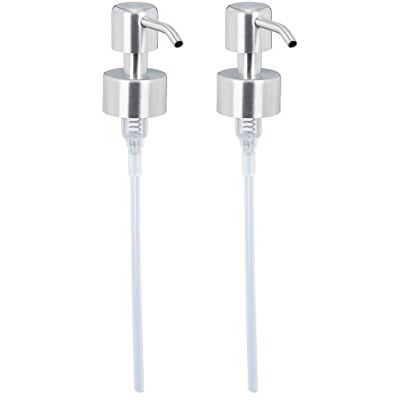 Relaxdays Pumpfäste tvåldispenser, set om 2, rostfritt stål pumphuvud för flaskor, för 28 mm gänga, tvålpump, silver Relaxdays Pumpfäste tvåldispenser, set om 2, rostfritt stål pumphuvud för flaskor, för 28 mm gänga, tvålpump, silver