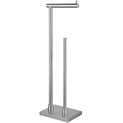 GERZWY Toalettpappershållare fristående med reserv, SUS 304 rostfritt stål rostfri piedestal toalett näsduksrulle hållare golvstativ förvaring modern borstad finish DZY003-LS GERZWY Toalettpappershållare fristående med reserv, SUS 304 rostfritt stål rostfri piedestal toalett näsduksrulle hållare golvstativ förvaring modern borstad finish DZY003-LS