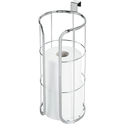 mDesign Hängande toalettrullehållare – cistern-suspenderad toalettrullestativ – förvaring för tre reservrullar – silver mDesign Hängande toalettrullehållare – cistern-suspenderad toalettrullestativ – förvaring för tre reservrullar – silver
